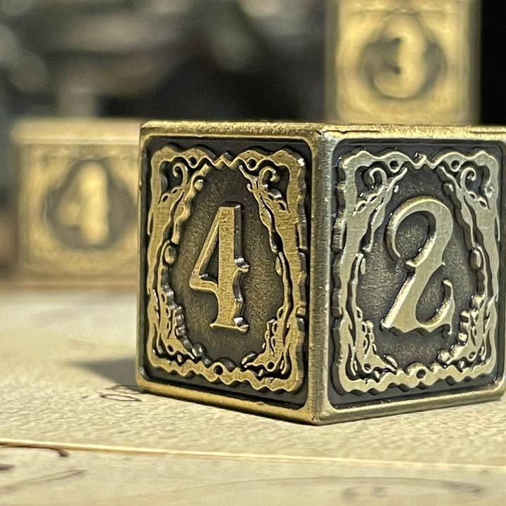 Vermilion Collection - Wholesale Dice - Shining Hexahedron Cthulhu D6 Metal Dice4