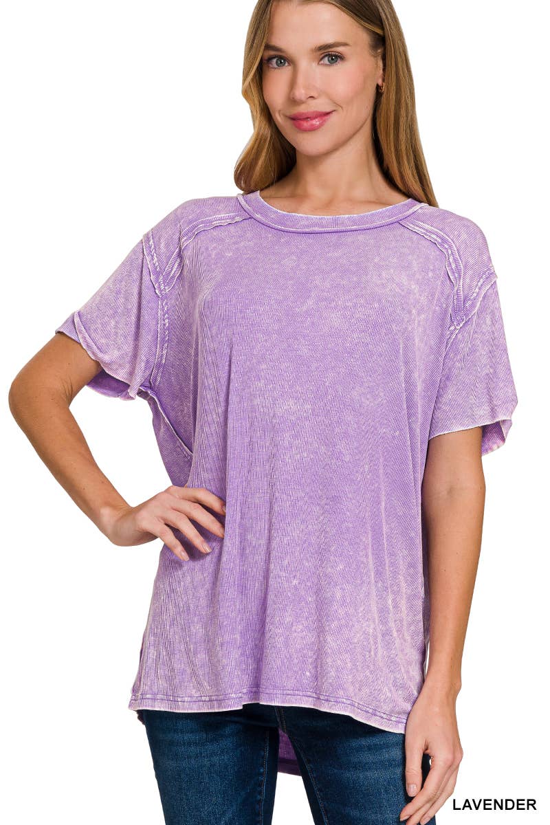 42POPS – Großhandel Strickoberteil – Damen – Geripptes Kurzarm-Oberteil mit Bootsausschnitt.18