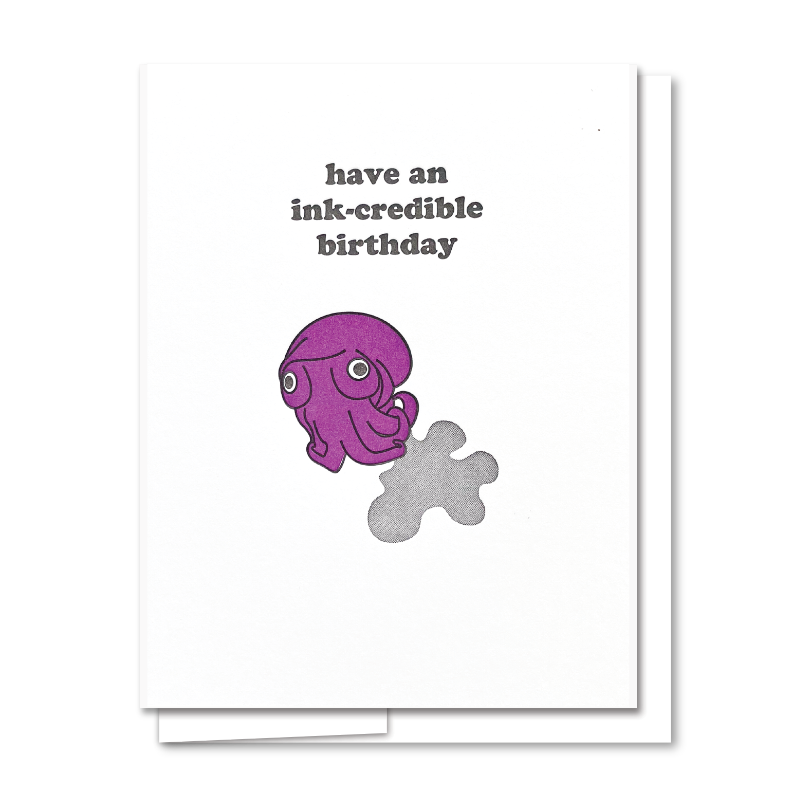 Quick Brown Fox Letterpress – wholesale Birthday card – Squid Birthday - Letterpress Birthday Card0