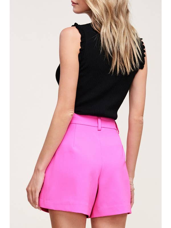 La Miel - Wholesale Shorts – Women’s - HCP4223-Basic High Waisted Dressy Formal A-Line Shorts3