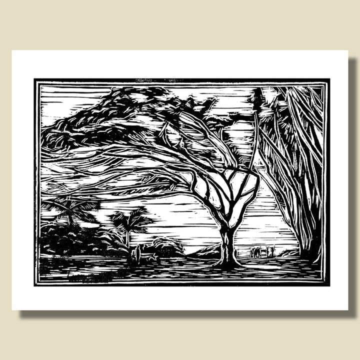 "Ehukai" Linocut Print - Art by Keale Comstock for wholesale by Revel Sun Hawai'i