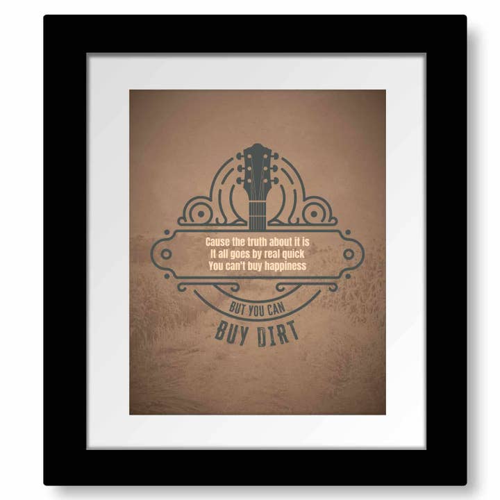 Buy Dirt by Jordan Davis - Pop Country Song Lyric Art for wholesale by Song Lyrics Art