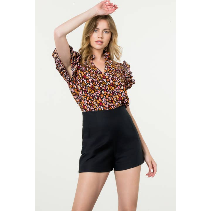 Haut à manches à volants imprimé floral pour la vente par THML