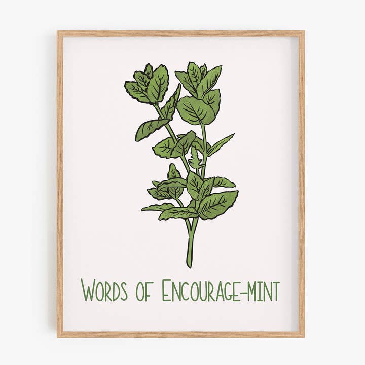 Words of Encourage-mint Art Print for wholesale by Bean Horse Car Designs