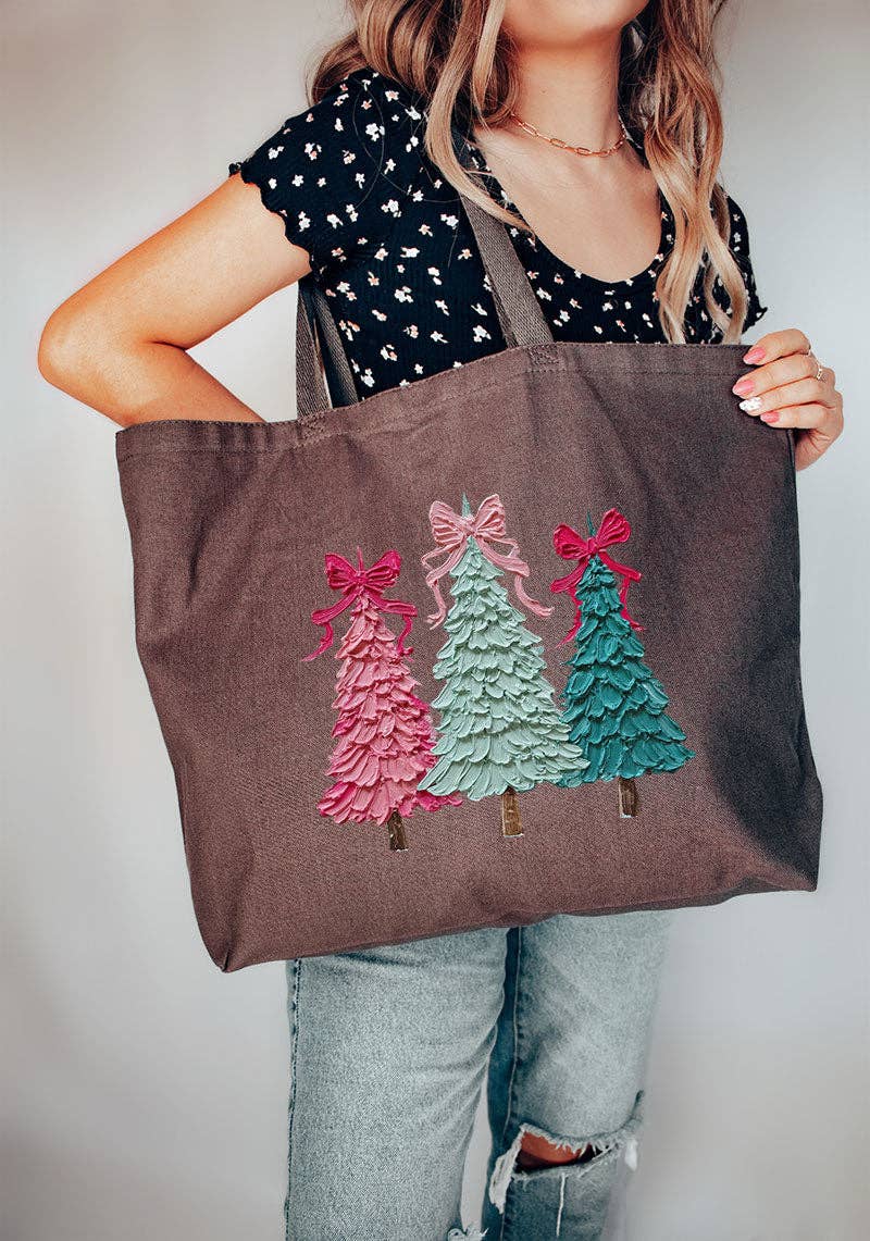 Wholesale Accessory Market - Vente Tote bag – femme - Le grand cabas en toile Trio d'arbres peints1