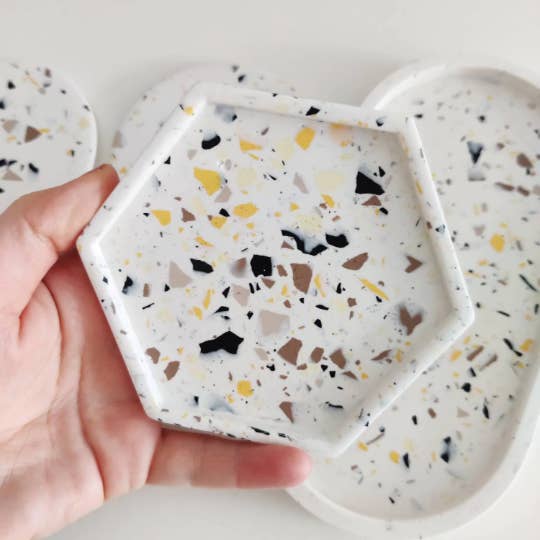 The Sage Rose Studio – wholesale Decorative tray – Neutrals terrazzo trays and coasters set1