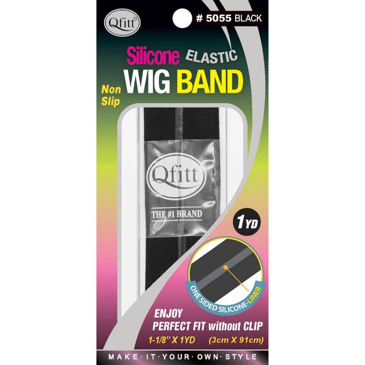 KT Supply - Wholesale Hair accessories set – Women’s - Qfitt Elastic Wig Band W Silicone 1 1/8" X 1 YdBlackOne Side