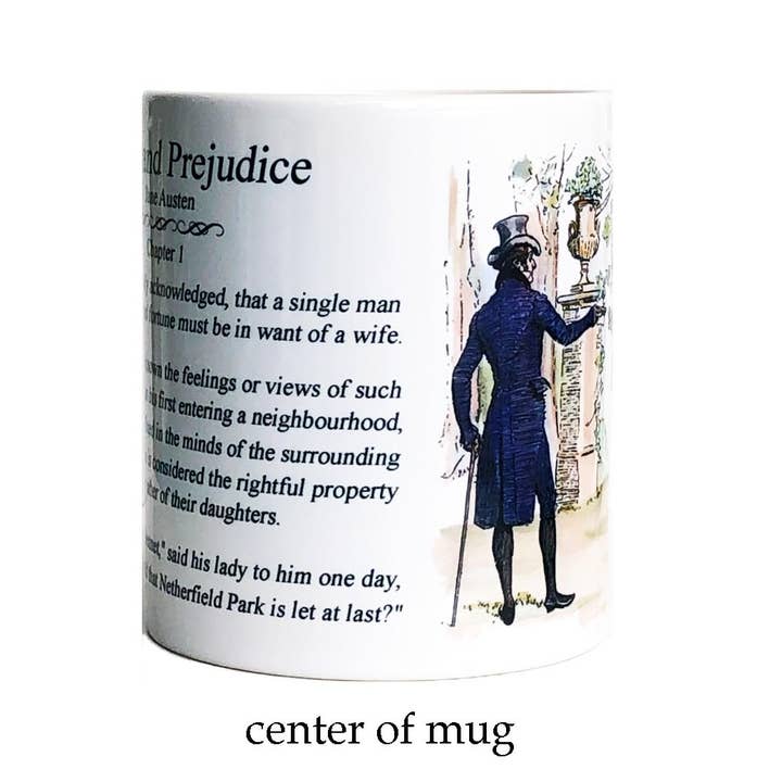 Fly Paper Products - Wholesale Coffee Mug - Pride and Prejudice Jane Austen Chapter One Coffee Tea Mug