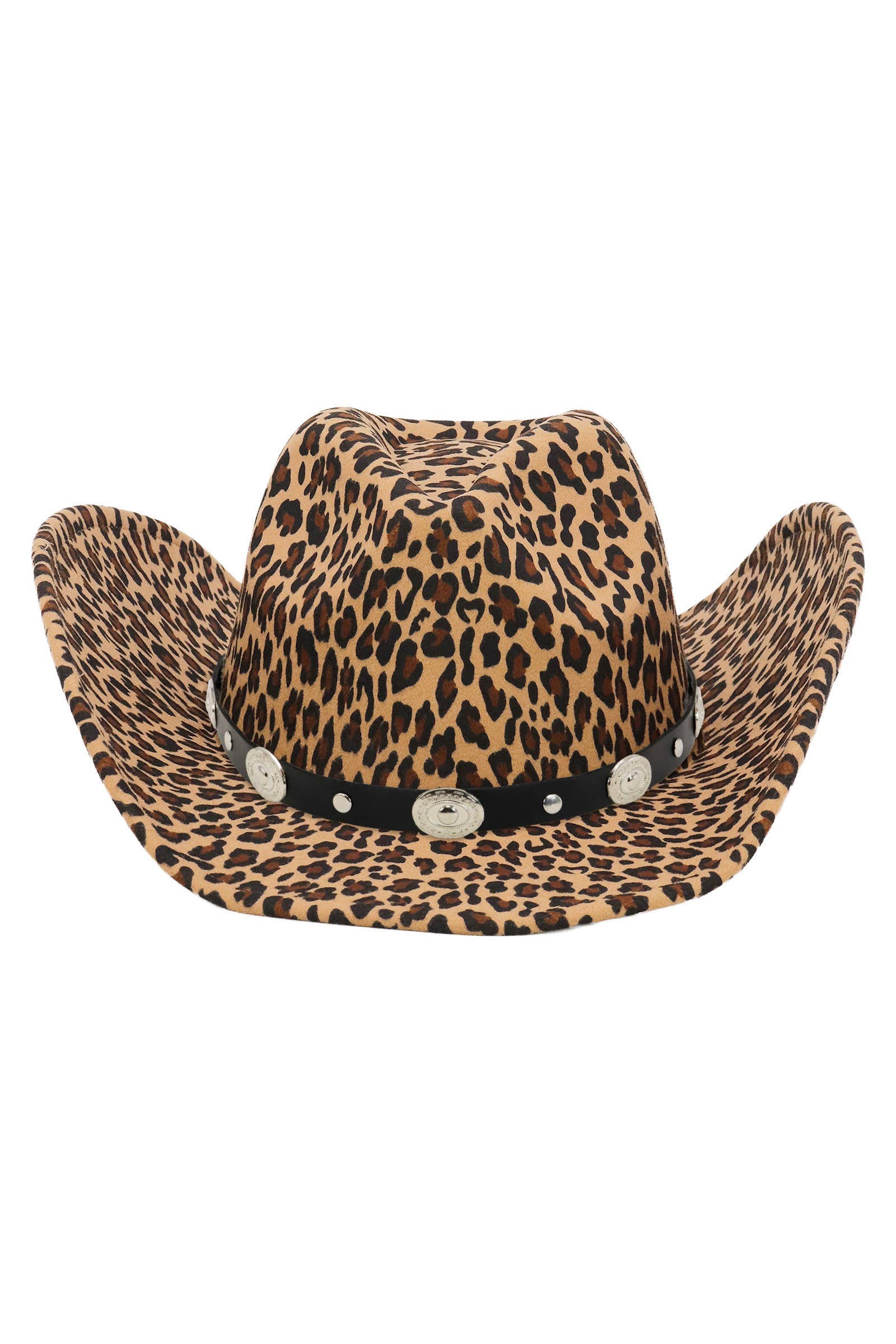 Cap Zone - Vendita all'ingrosso Cappello da cowboy - Donna - Cintura Concho Cappello da Cowboy in Feltro con Motivo Leopardo Finto5