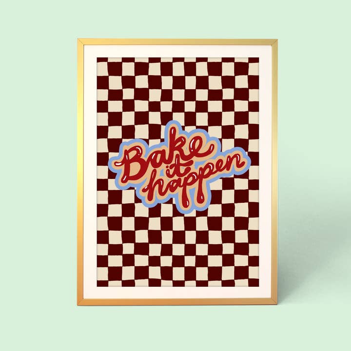 Bake It Happen Checkerboard Print for wholesale by Eleanor Bowmer