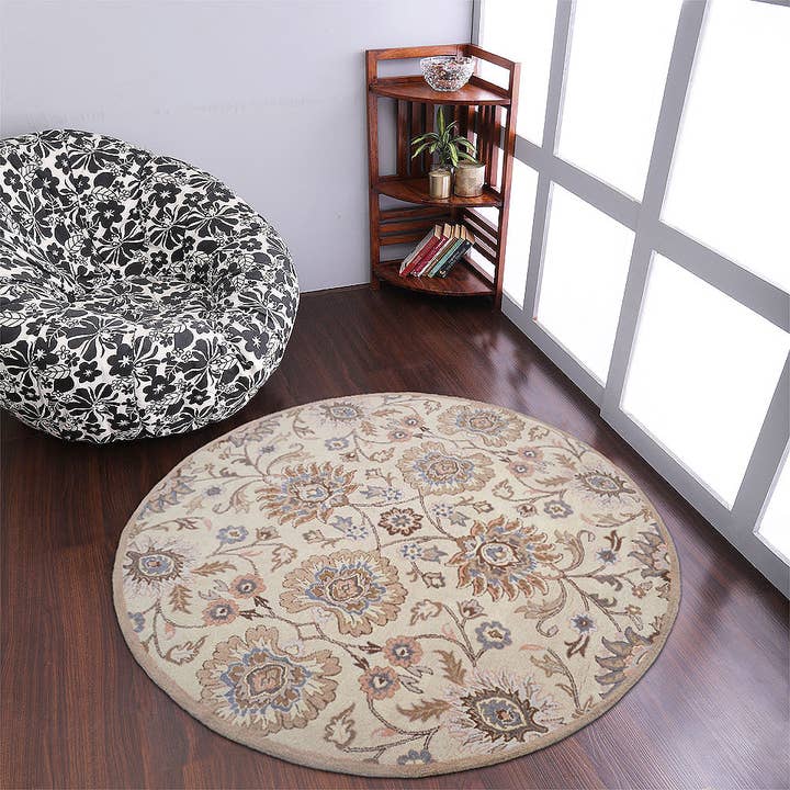 Hand Tufted Wool Area Rug Cream K00714 for wholesale on Faire0