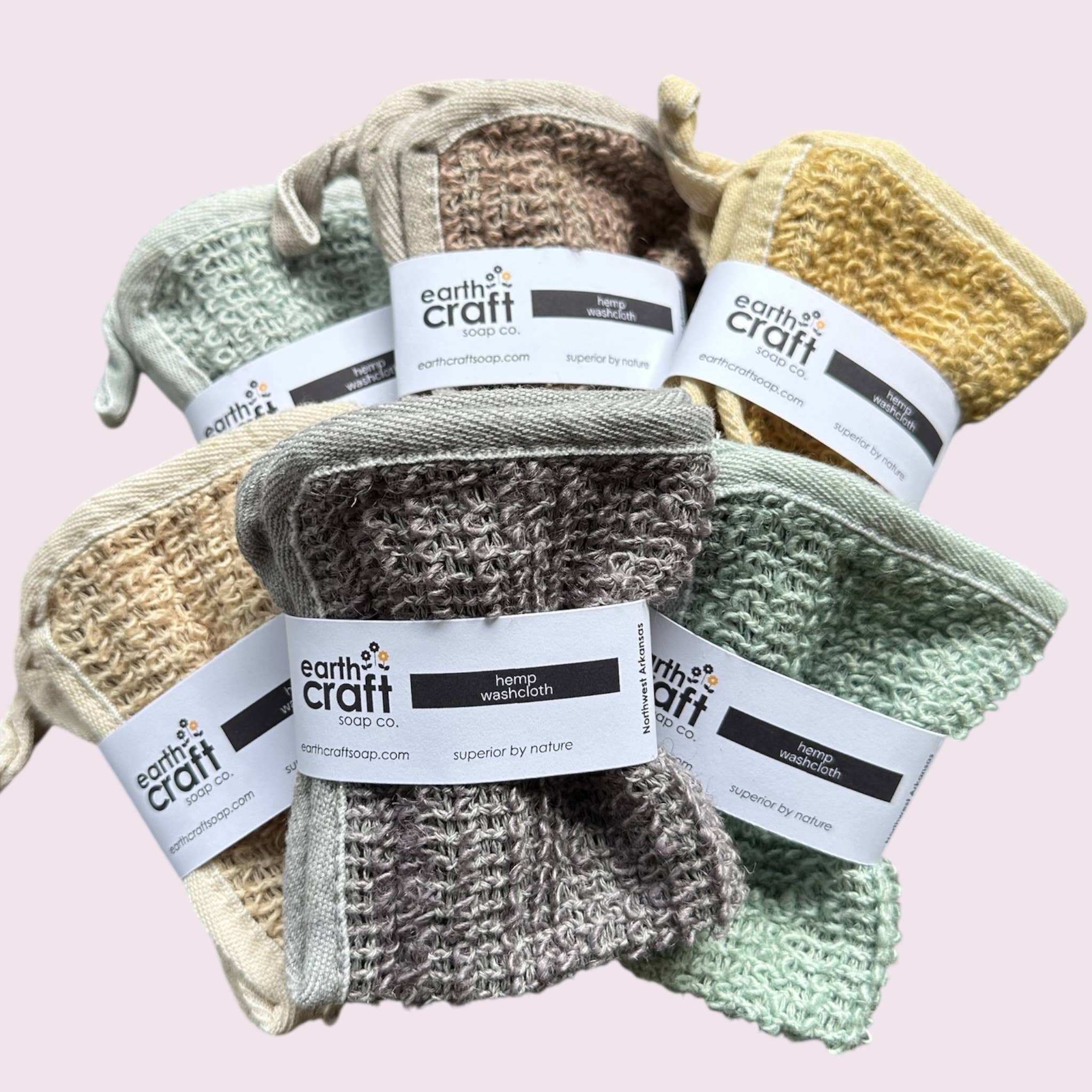 Earthcraft Home Co - Wholesale Wash Cloth - Earthtone Set of 6 Hand-Dyed Hemp Exfoliating Washcloths 7