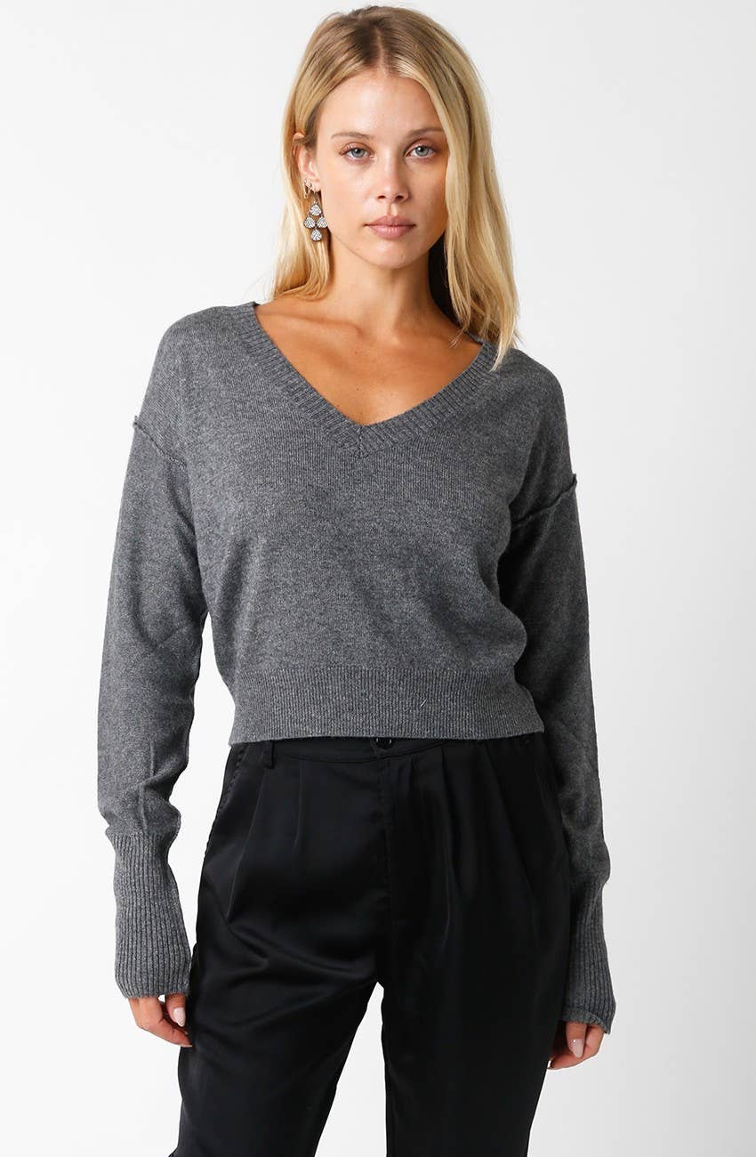 Olivaceous - Vente Pull en maille – femme - Chelsea Pull col V9