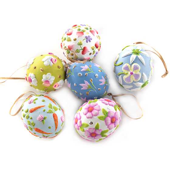 Patience Brewster by MacKenzie-Childs - Wholesale Decorative Tabletop Object - Patience Brewster Bright Floral Eggs, Set of 6