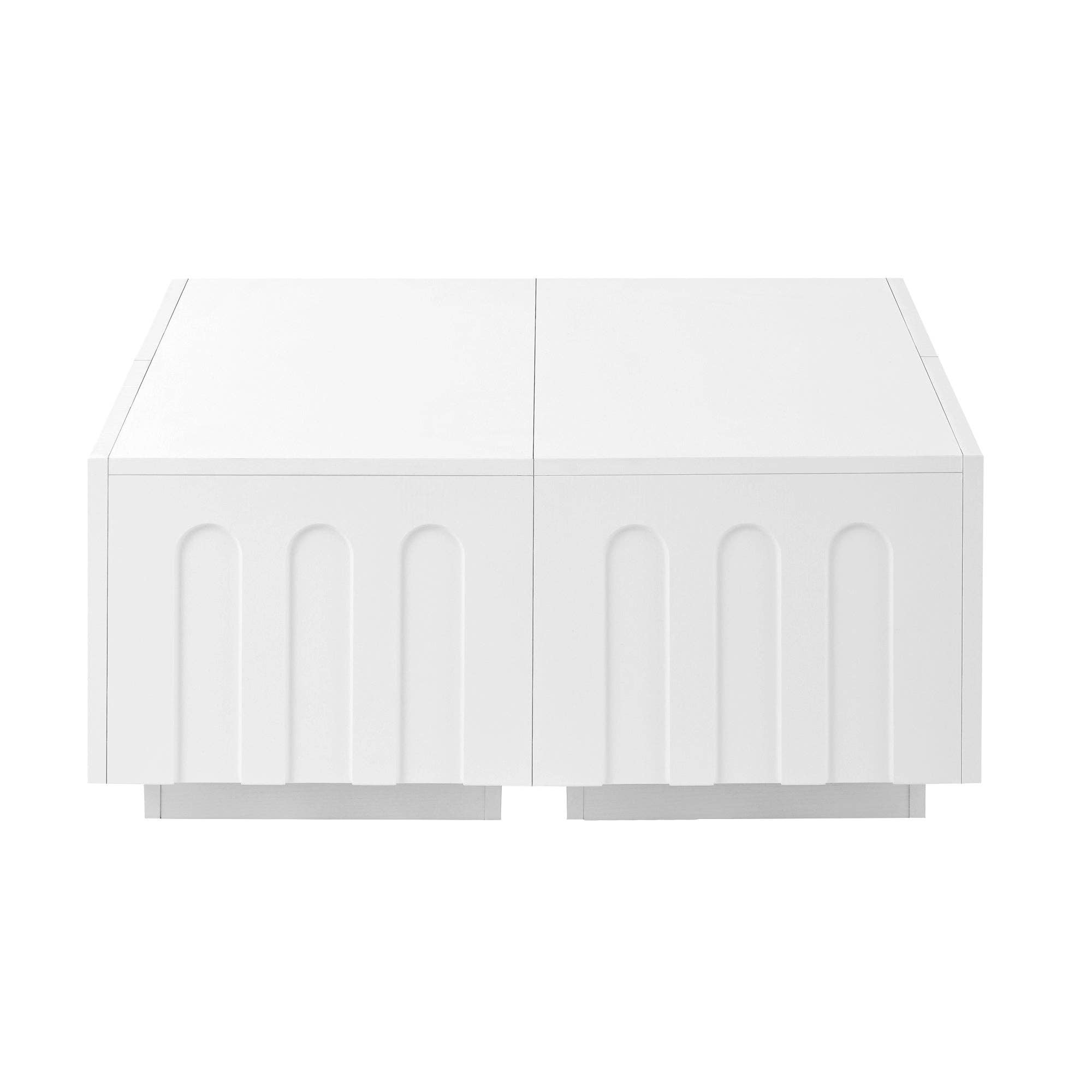 HOMYCASA DESIGN INC - Wholesale Console Table - ON-TREND Elegant TV Stand with Arched Design for TVs Up to 80', Modern Dual Purpose Coffee Table with 4 Drawers, Multi-Functional Organizer Cabinet with Storage for Living Room, Bedroom, White10