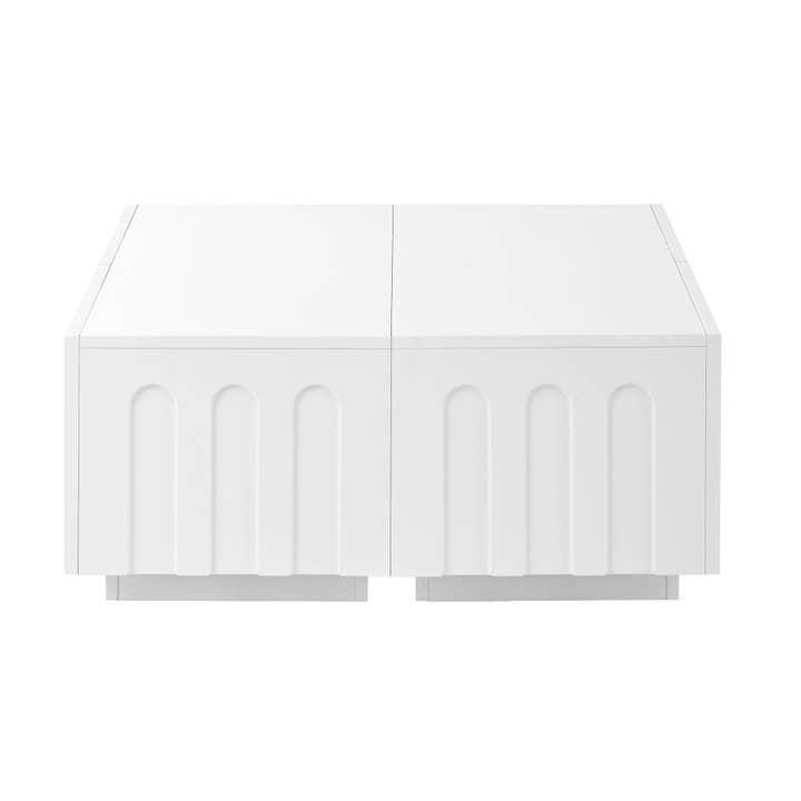 HOMYCASA DESIGN INC - Wholesale Console Table - ON-TREND Elegant TV Stand with Arched Design for TVs Up to 80', Modern Dual Purpose Coffee Table with 4 Drawers, Multi-Functional Organizer Cabinet with Storage for Living Room, Bedroom, White10