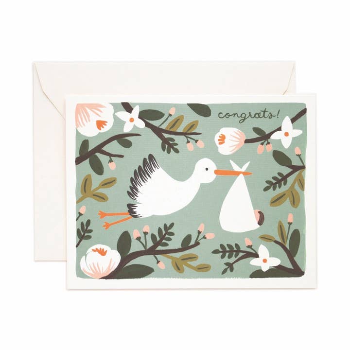 Congrats Stork Card for wholesale by Rifle Paper Co.