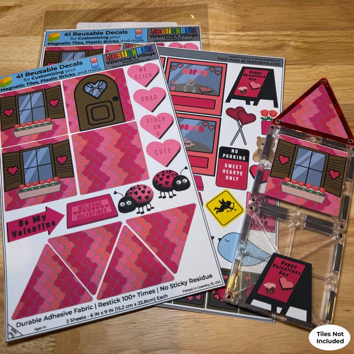 Reusable Decals for Magnetic Tiles & Bricks - Valentine's for wholesale by RestickBrix