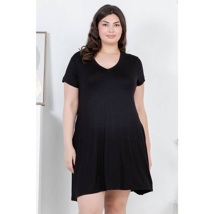 Azules Plus Size T-Shirt Dress: Breezy Pocket Essential for wholesale by Azules Clothing