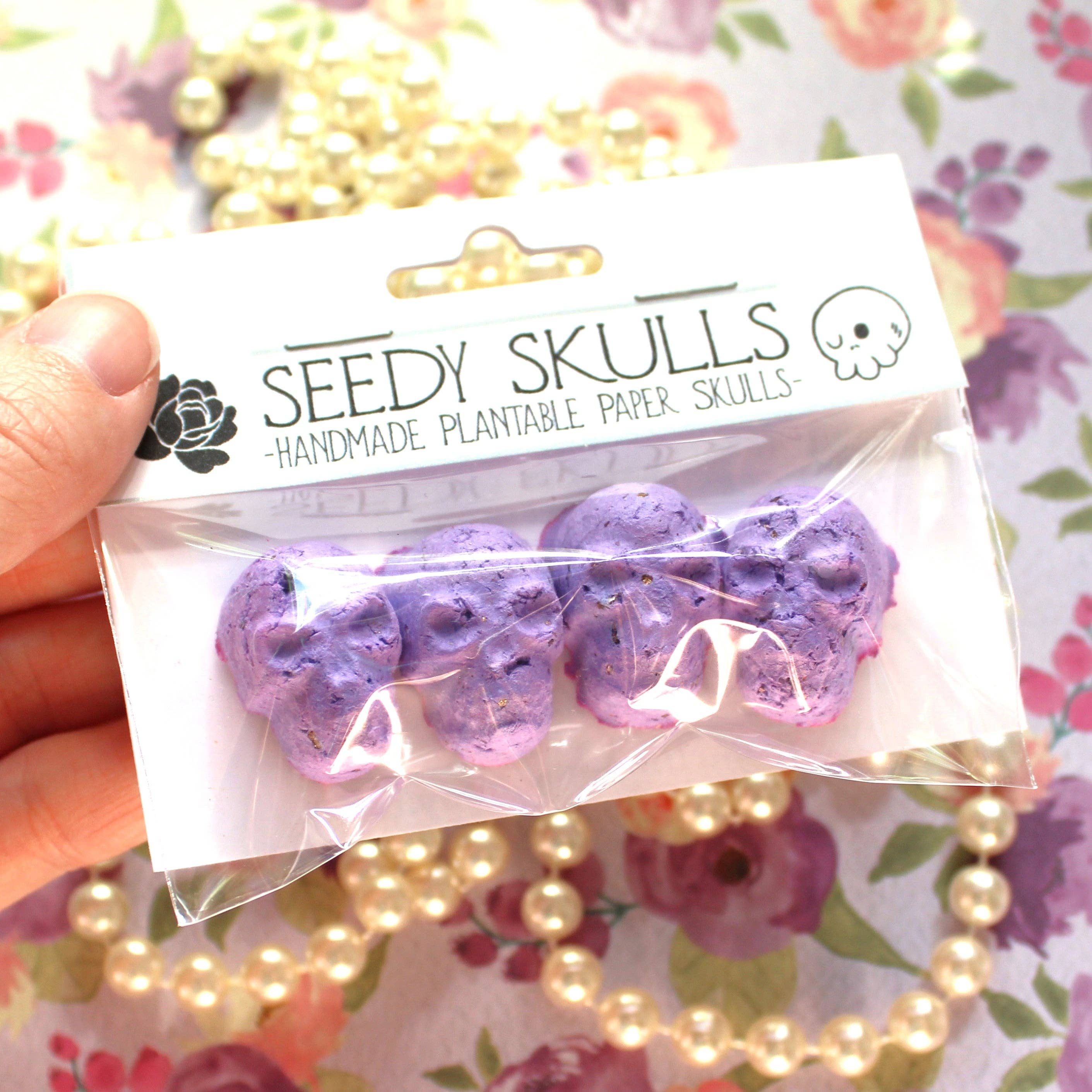Darling Homebody - Wholesale Plant Seeds - 4 Pack Purple Plantable Paper Skulls / Seed Bombs / Seedy Skulls Pack / Garden Plants / Spring Summer Gift / Pastel Goth Wedding Flowers3