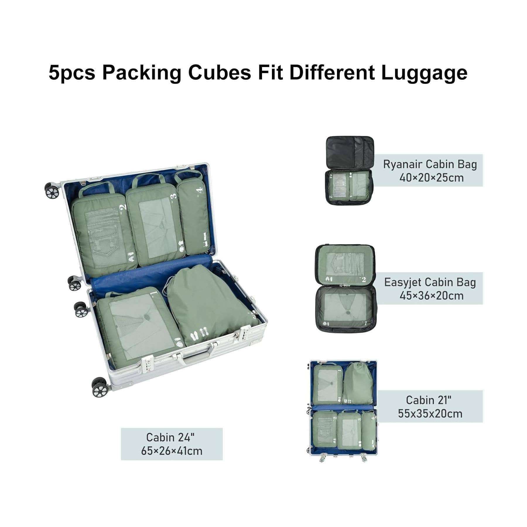 NARWEY INC - Wholesale Packing Cube - 5 Set Compression Packing Cubes for Suitcases Organiser Bags6