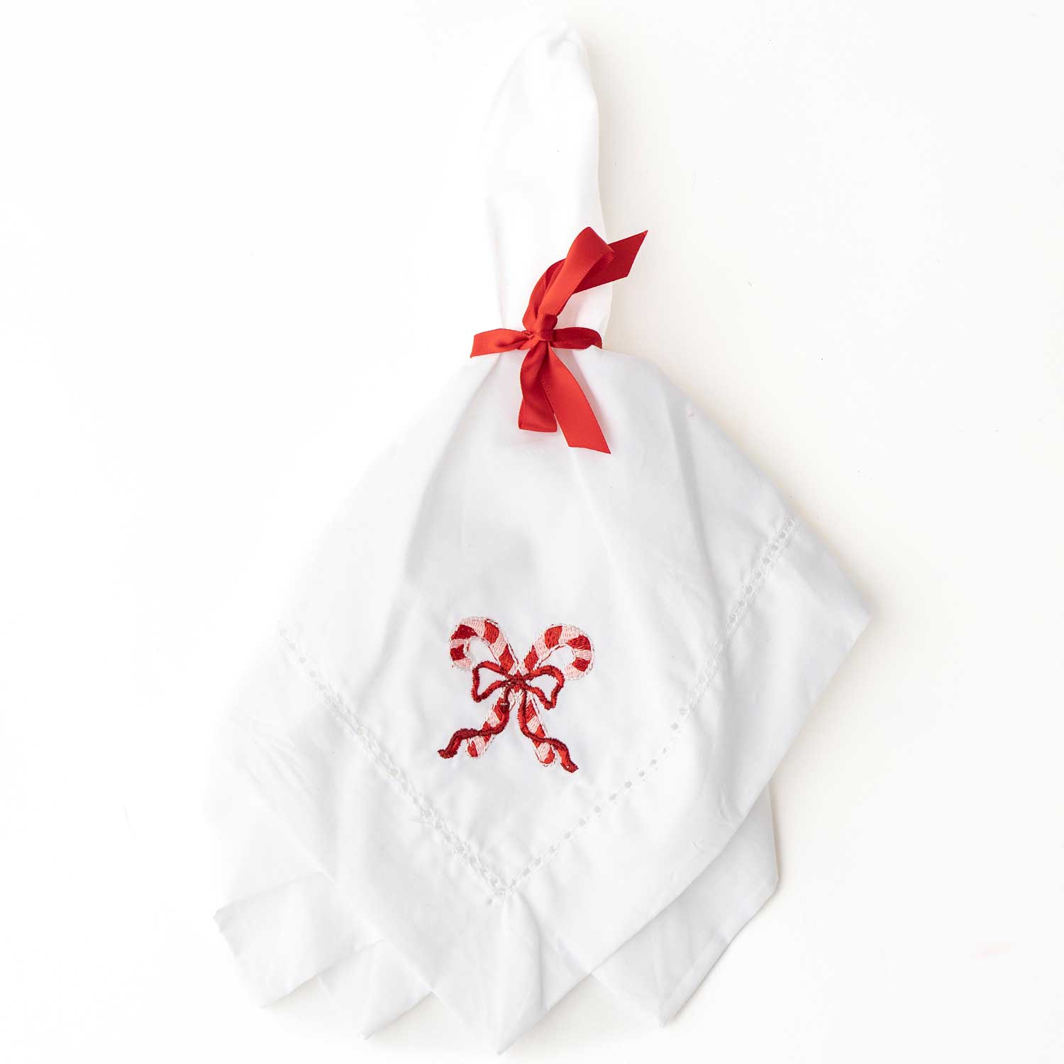 8 Oak Lane - Wholesale Dinner & Cloth Napkin - Candy Cane Embroidered Dinner Napkin1