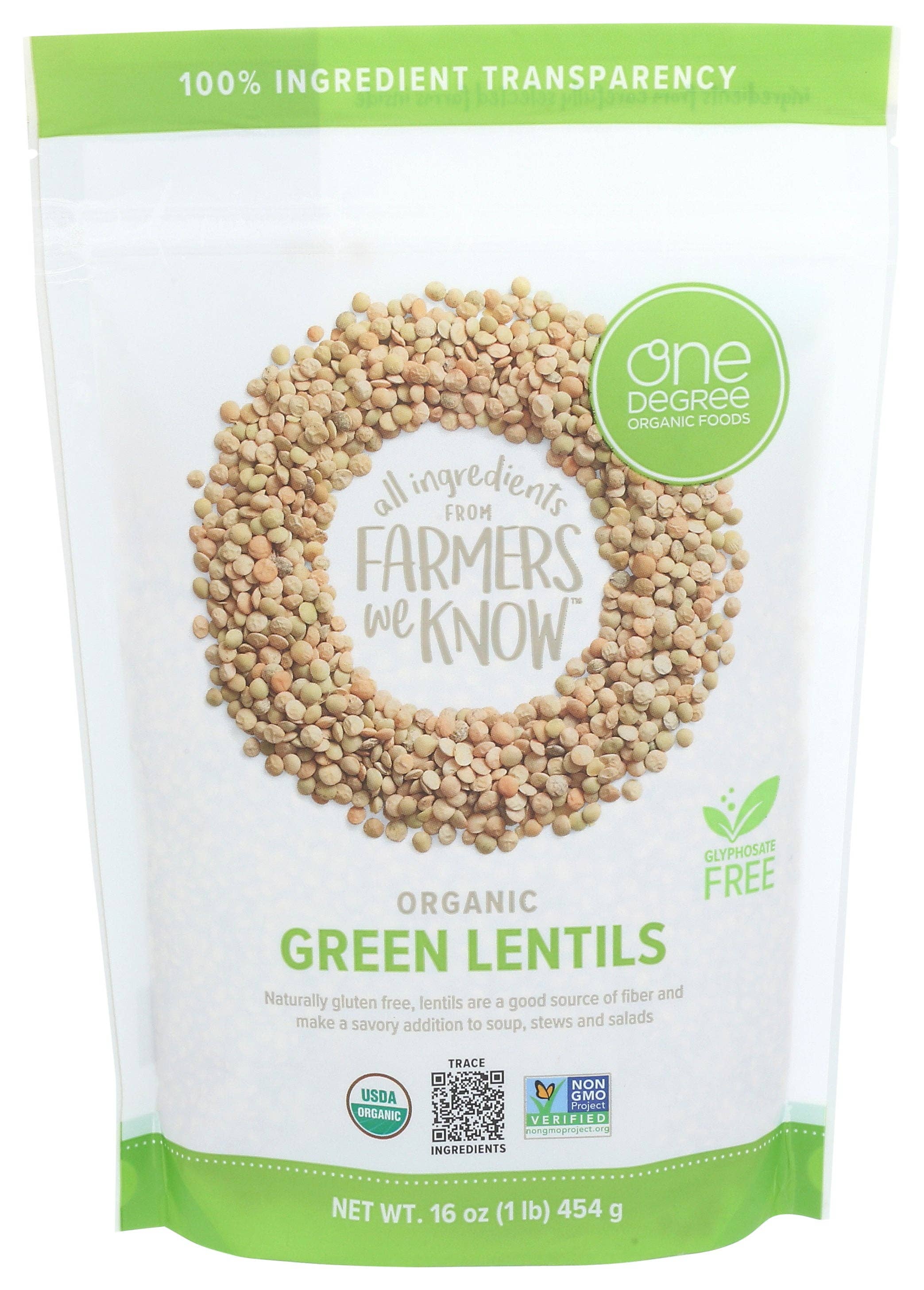 Everyday Supply Co - Wholesale Beans - ONE DEGREE LENTILS GREEN ORG - Case of 60