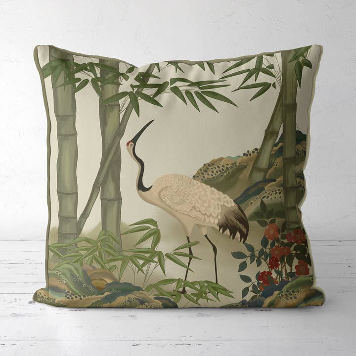 Crane Garden Kissen mit 4 Chinoiserie, Vogelmotiv, für den Außenbereich für den Großhandel von FabFunky Ltd