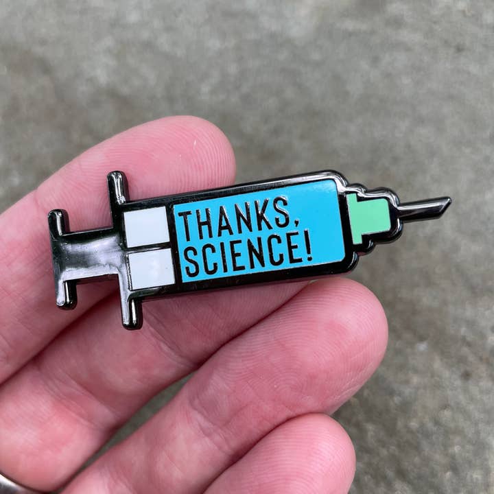 Thanks, Science - Vaccine Syringe XL Pin for wholesale by Dissent Pins