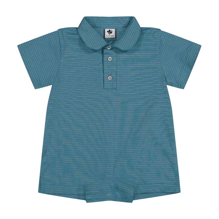 Hudson Romper Ministripe azul y verde para venta al por mayor de Busy Bees