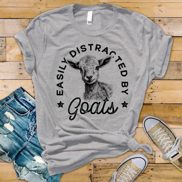 Easily Distracted By Goats T-Shirt for wholesale by Color Custom Prints