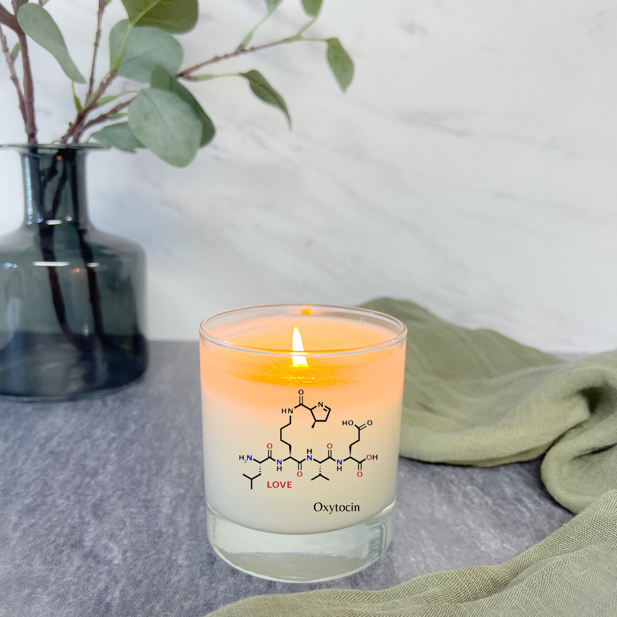 Out of Darkness Candle Co - Wholesale Jar/Filled Candle - Oxytocin Molecule Soy Candle Chemistry Eco Friendly  8 oz8