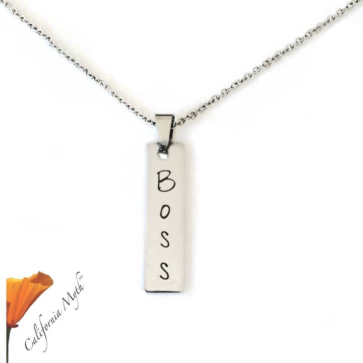 Boss Bar Pendant Necklace for wholesale by California Myth
