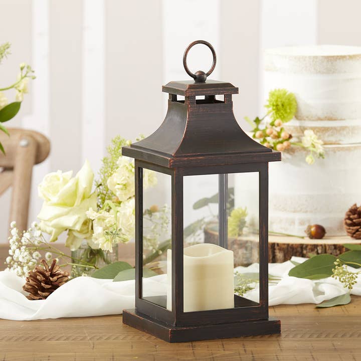 Kate Aspen - Wholesale Lantern - LED Vintage Decorative Copper Lantern - Hampton