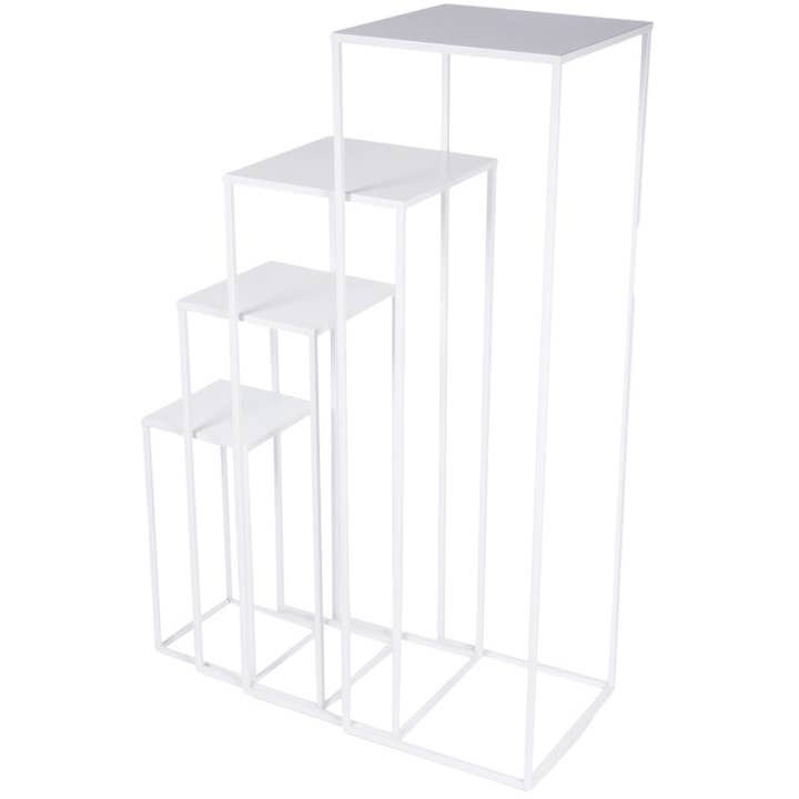 4 Beistelltische, weiß, Metall, 30x30x100cm für den Großhandel von Dekoratief