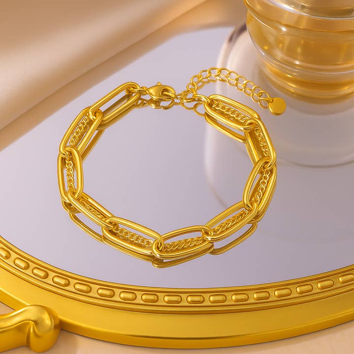 Elegant Gold Paperclip Chain Bracelet Link Jewelry - Elegant for wholesale by Gemscape UK