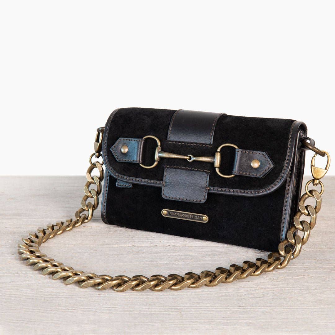 URBAN-EQUESTRIAN - Wholesale Crossbody Bag - Women's - Dalton - Horse Bit Crossbody Luxury Leather Handbag in Black on Black7