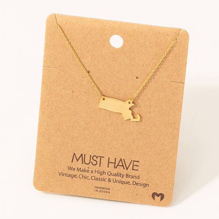 G Massachusetts State Pendant Necklace for wholesale on Faire