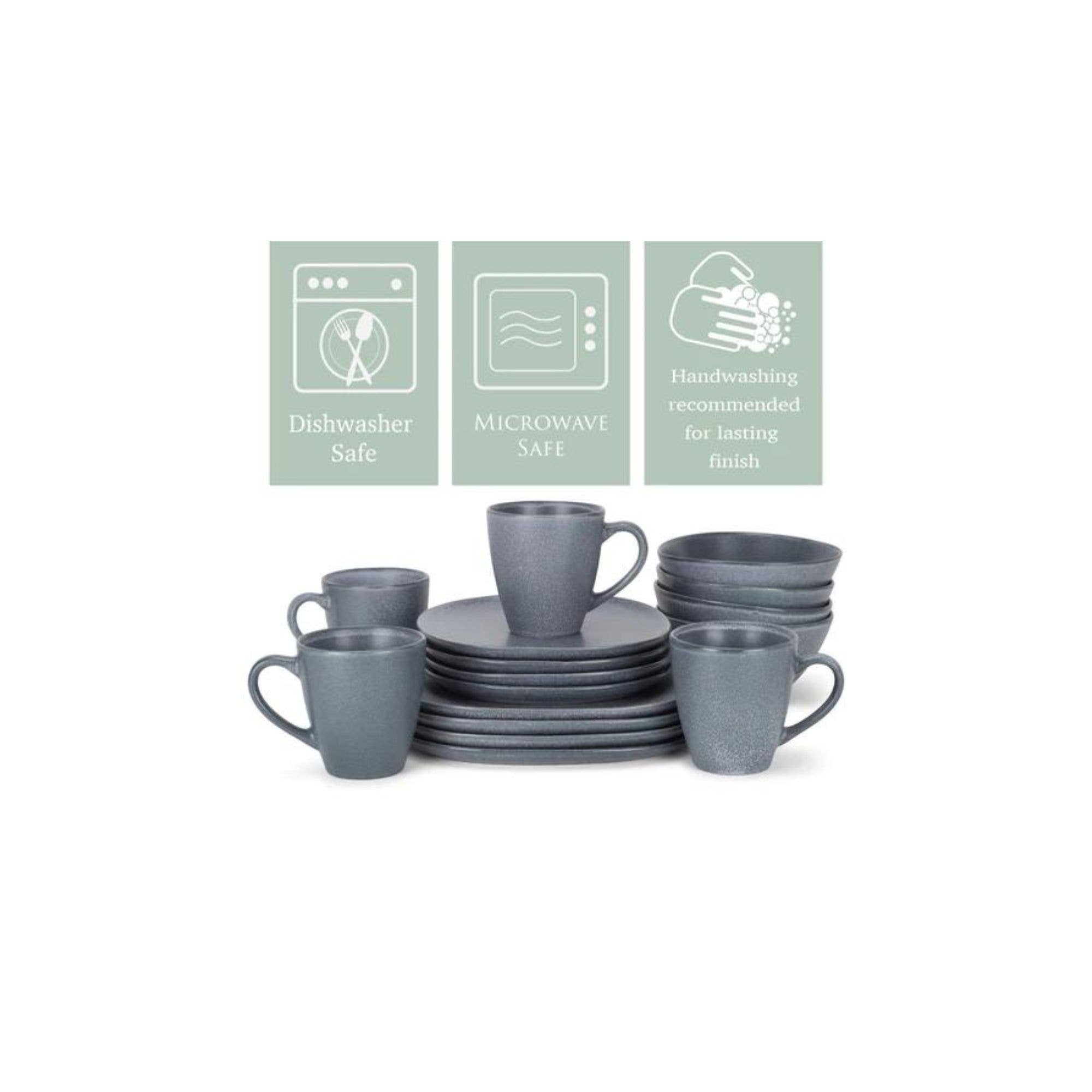 EAST AVENUE – Großhandel Essgeschirr-Set – 16-teiliges Tafelset Smooth Taubengrau2