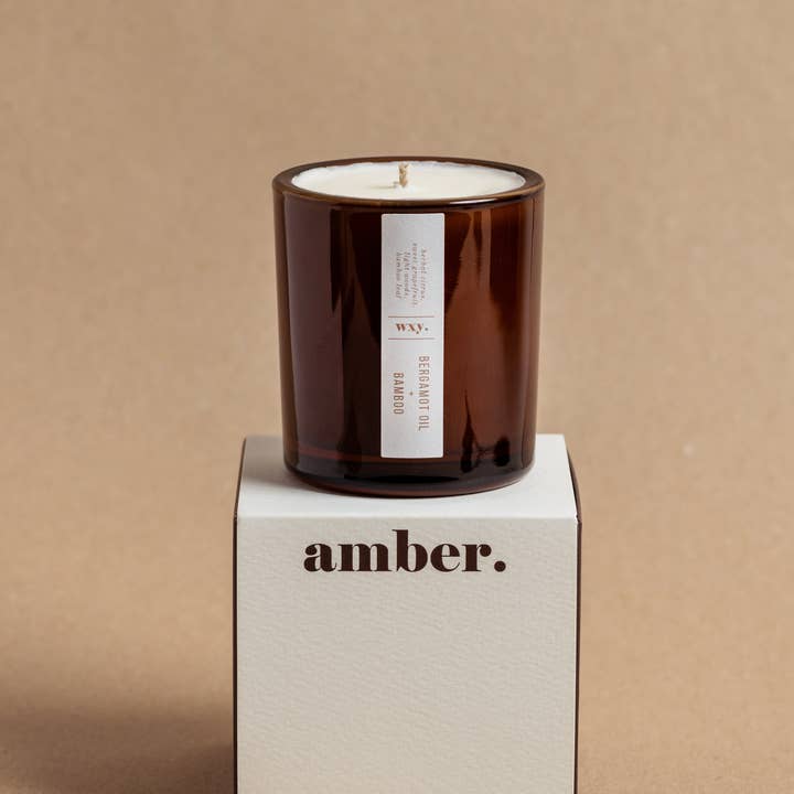 Amber 5oz Candle - Bamboo & Bergamot Oil for wholesale by wxy.