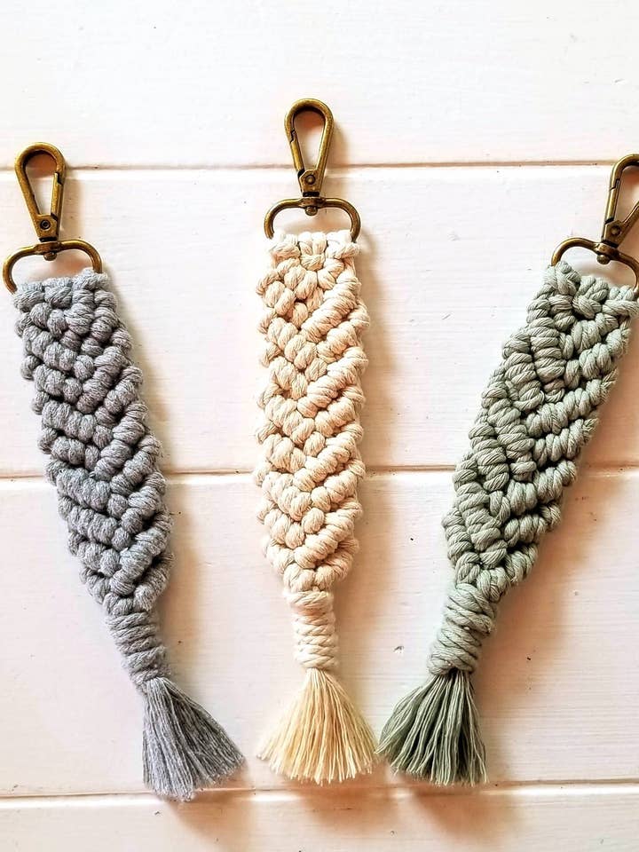 Mermaid Tail Macrame Keychain for wholesale by Sully & Co. Handmade