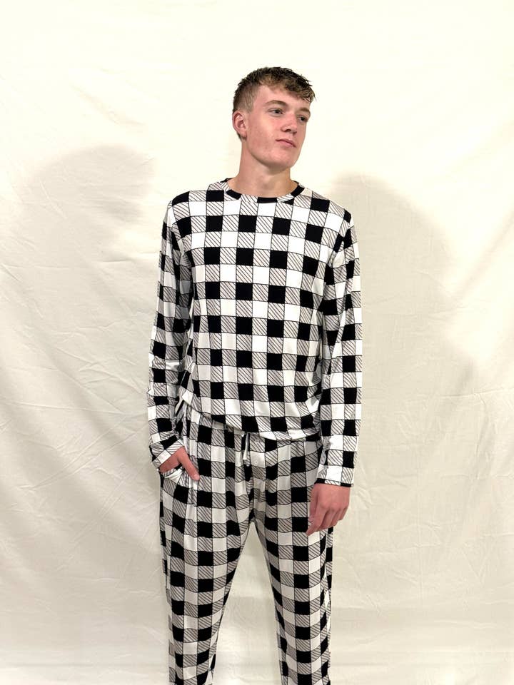 Holiday Plaid (Mens) Top + Bottom for wholesale by Ginger Baby Co