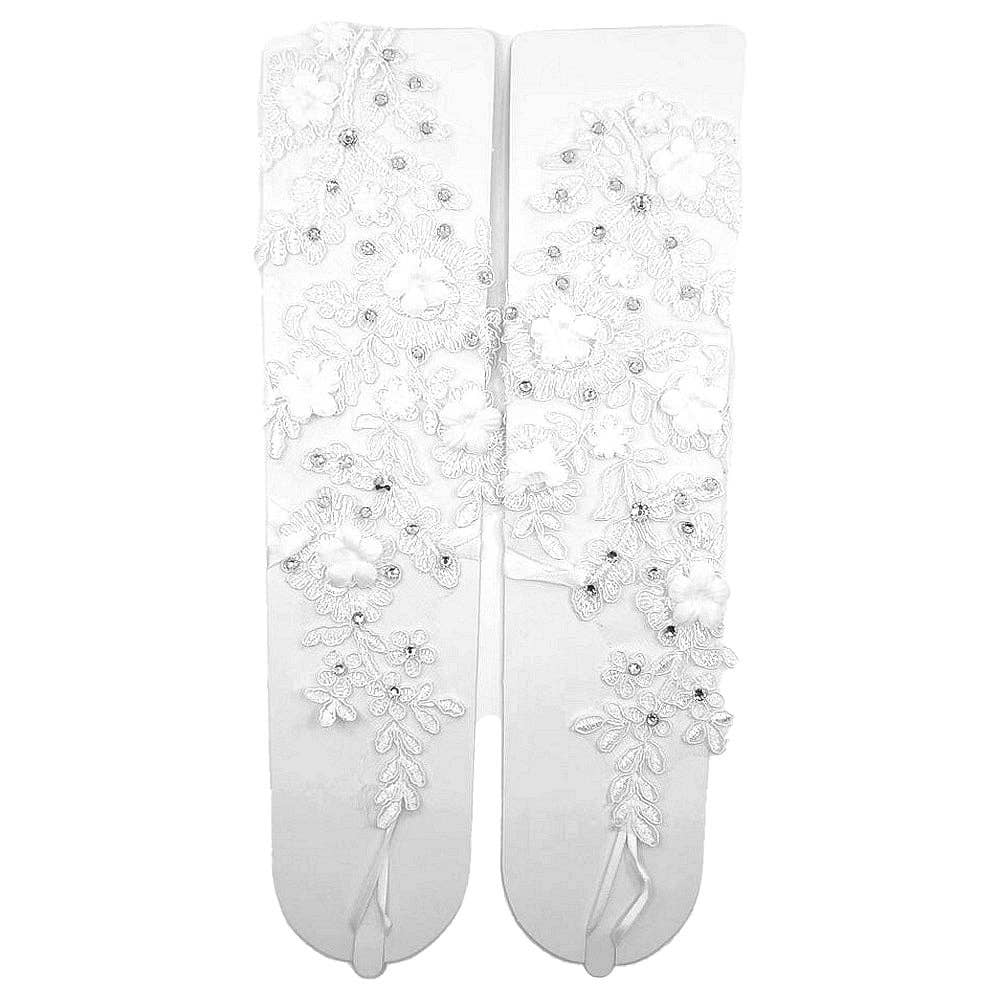 Blanc Gants de mariée en résille en vente sur Faire1