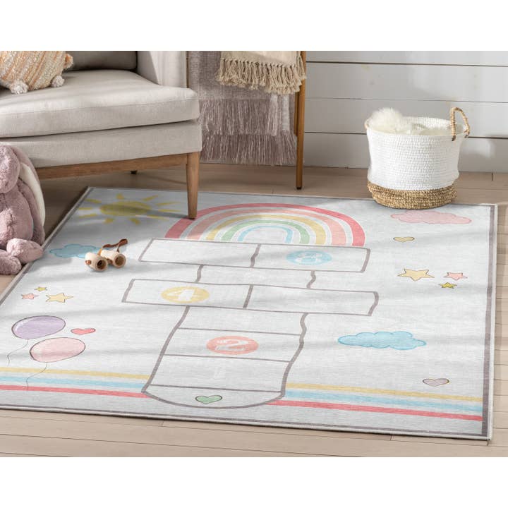 Well Woven - Wholesale Area Rug - Kids & Baby - Hopscotch Modern Multi Grey Kids Flat-Weave Rug