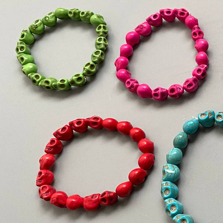 VIE - Wholesale Beaded Bracelet - Skull Bracelet, Dyed Howlite7
