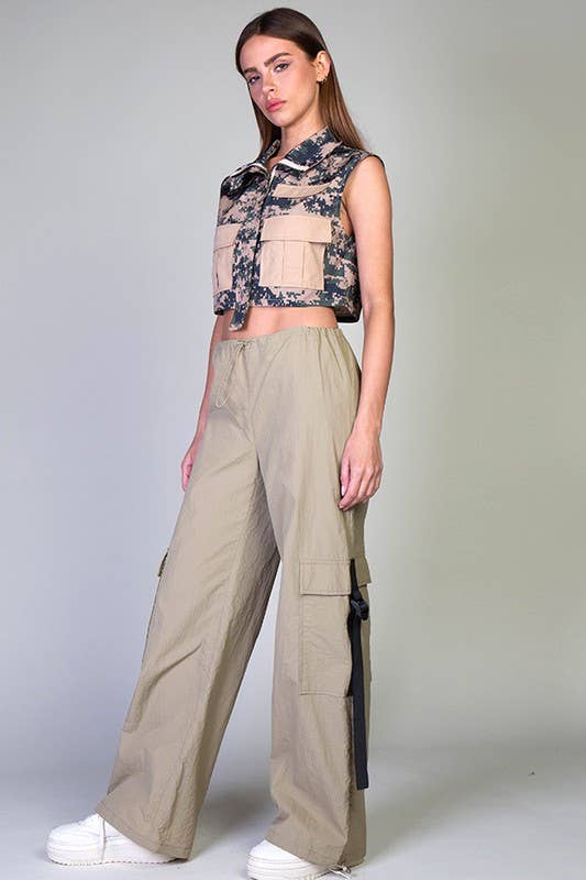 Rehab Lab - Wholesale Pants - Women's - Low Rise Cargo Parachute Pants With Contrast Strap1