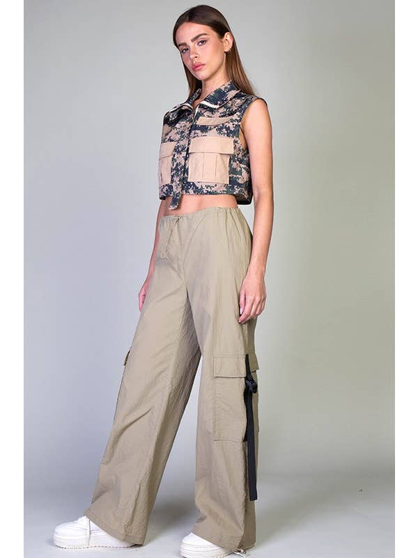 Rehab Lab - Wholesale Pants - Women's - Low Rise Cargo Parachute Pants With Contrast Strap1