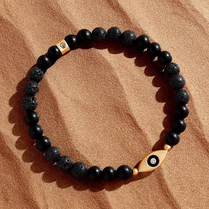 Guardian’s Focus – Evil Eye Onyx & Lava Bracelet for wholesale by Karma And Luck