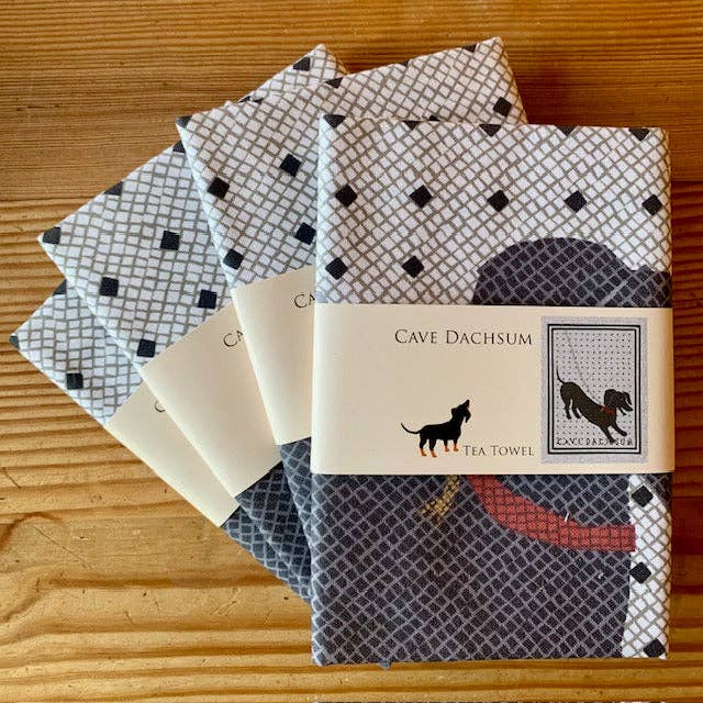 Cave Dachsum Tea Towel for wholesale by London Pooch