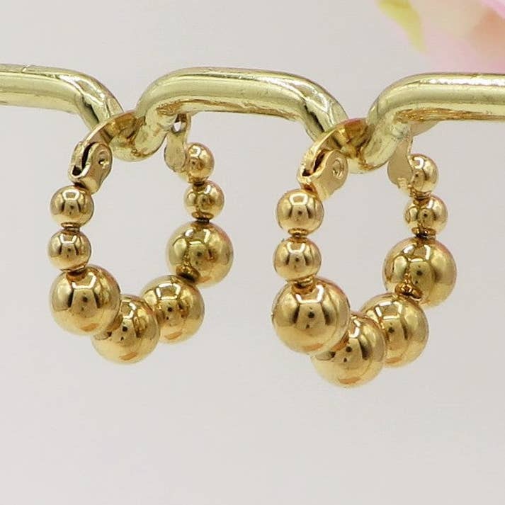 JOSIE hoops - ACCIAIO INOSSIDABILE - Orecchini a cerchio con pallini for wholesale by Daemon srls